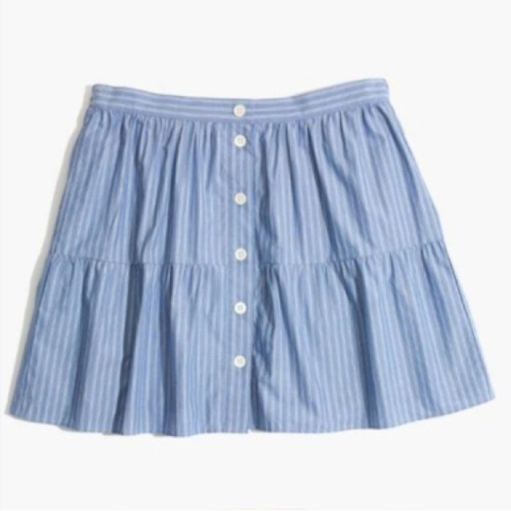 Madewell Women’s Bistro Tiered Blue And White Mini Skirt - Picture 2 of 10